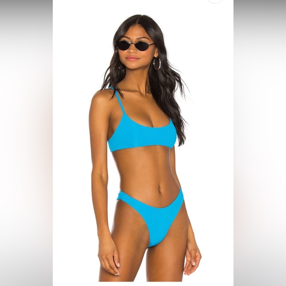 SUPERDOWN || Bikini ||Mia Ribbed Bikini Top in Aqua Blue - Picture 4 of 4
